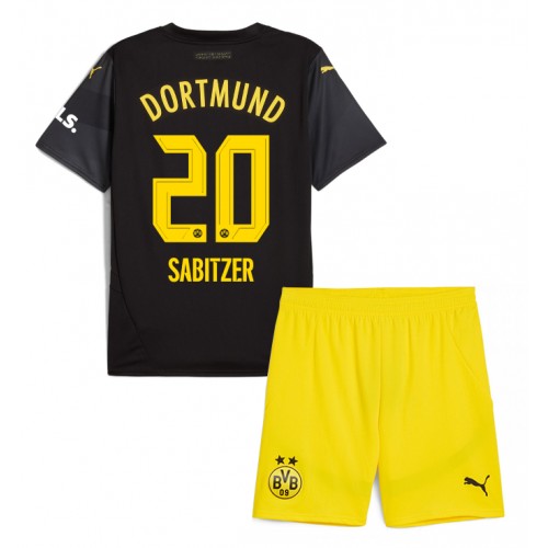 Fotballdrakt Barn Borussia Dortmund Marcel Sabitzer #20 Bortedraktsett 2024-25 Kortermet (+ Korte bukser)